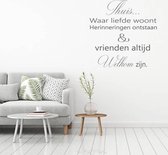 Muursticker Thuis Waar Liefde Woont - Donkergrijs - 40 x 40 cm - woonkamer nederlandse teksten
