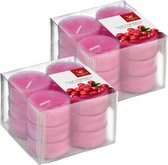 24x Geurtheelichtjes cranberry/roze 4 branduren - Geurkaarsen cranberrygeur/veenbessengeur - Waxinelichtjes