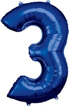 Amscan Folieballon 53 X 88 Cm Nummer 3 Blauw