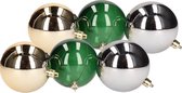 12x Kersboom decoratie -  kerstballen mix zilver/groen/goud 7 cm