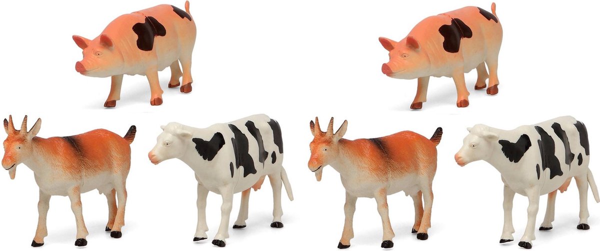 6x Figurines animaux de la ferme en plastique 17 cm pour enfants - Animaux  jouets 