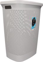 Wasmand met deksel grijs 60 liter - Kunststof wasmanden - Huishoudelijke producten