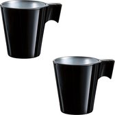 Set van 10x stuks espresso koffie kopjes zwart 80 ml - Koffie bekers metallic finish