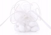 80x stuks Luxe witte organza cadeauzakjes 26 cm - Bedankt of uitdeel zakjes