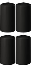 4x Zwarte cilinderkaarsen/stompkaarsen 6 x 12 cm 45 branduren - Geurloze kaarsen zwart - Woondecoraties