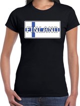 Finland landen t-shirt zwart dames -  Finland landen shirt / kleding - EK / WK / Olympische spelen outfit S