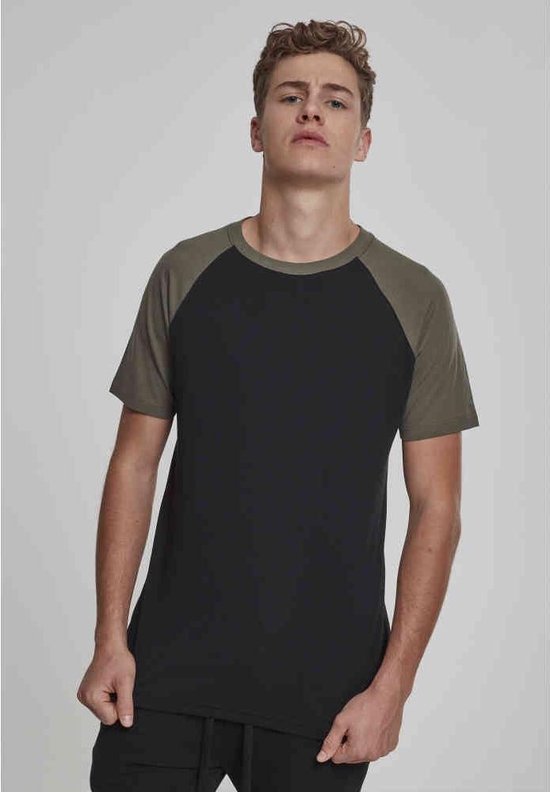 Urban Classics - Raglan Contrast Heren T-shirt - 3XL - Zwart