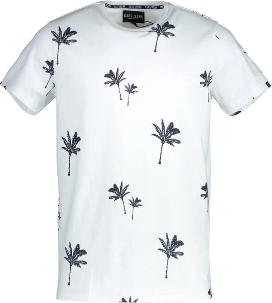 Cars Jeans Heren Tshirt Halle Tropical Wit