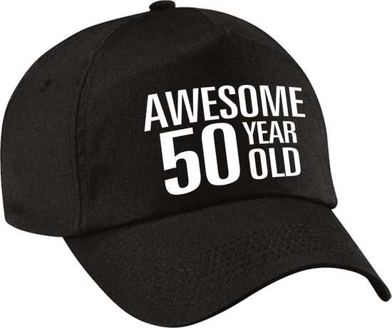 Awesome 50 year old verjaardag pet / cap zwart voor dames en heren - baseball cap - verjaardags cadeau - petten / caps