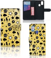 Téléphone Portable Couverture Standing pour Samsung Galaxy M21 Coque Punk Jaune