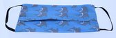 Herbruikbaar katoenen vierhoekige Mondkapje Blauw Dolfijnen