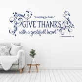 Muursticker Give Thanks - Donkerblauw - 160 x 64 cm - alle muurstickers woonkamer religie