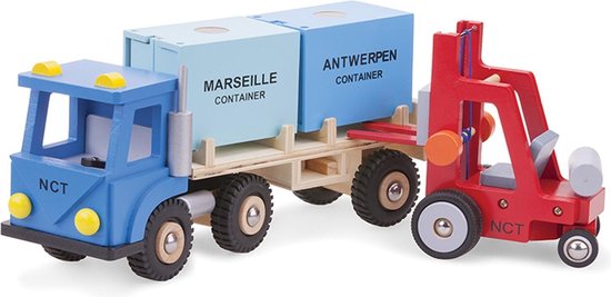 New Classic Toys Houten Speelgoed Vrachtwagen met 2 containers - New Classic Toys