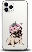 Apple Iphone 11 Pro Max transparant siliconen hoesje - schattig hondje