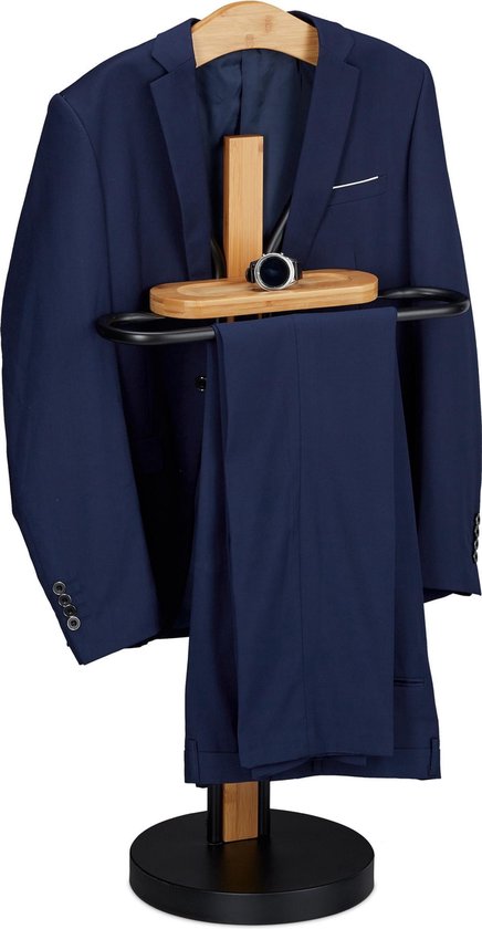 Relaxdays dressboy - kledingstandaard - kledingrek - kleding butler - kleding - bamboe