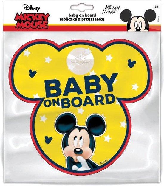bloed Aanhoudend lassen Disney Autobord Mickey Mouse Baby On Board 13 Cm | bol.com