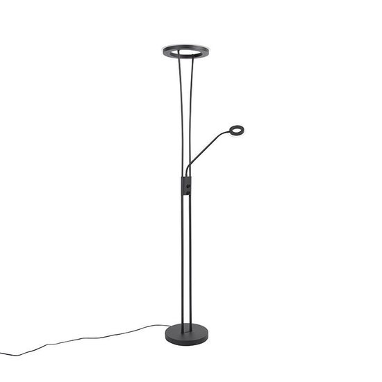 QAZQA divine - Moderne Dimbare LED Vloerlamp | Staande Lamp met Dimmer met leeslamp - 1 lichts - H 1800 mm - Zwart - Woonkamer | Slaapkamer