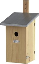 Houten vogelhuisje/nesthuisje 39 cm met kijkluik - Vurenhouten spiegel vogelhuisjes tuindecoraties - Vogelnestje voor kleine tuinvogeltjes