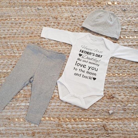 Set met baby romper tekst voor meisje of jongen cadeau papa eerste fijne  vaderdag... | bol.com