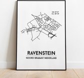 Ravenstein city poster, A4 met lijst, plattegrond poster, woonplaatsposter, woonposter
