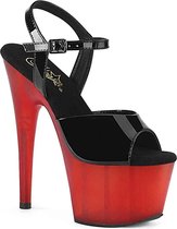 Pleaser Sandaal met enkelband, Paaldans schoenen -35 Shoes- ADORE-709T Paaldans schoenen Zwart/Rood