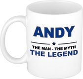 Naam cadeau Andy - The man, The myth the legend koffie mok / beker 300 ml - naam/namen mokken - Cadeau voor o.a verjaardag/ vaderdag/ pensioen/ geslaagd/ bedankt