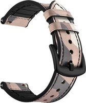 Bracelet camouflage cuir sable / silicone adapté pour Samsung Galaxy Watch 42mm et Galaxy Watch Active