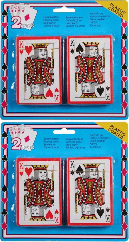 Set van 4x poker/kaartspel geplastificeerd - Kaartspellen - Speelkaarten  -... | bol.com