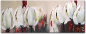 Schilderij - Zes witte tulpen
