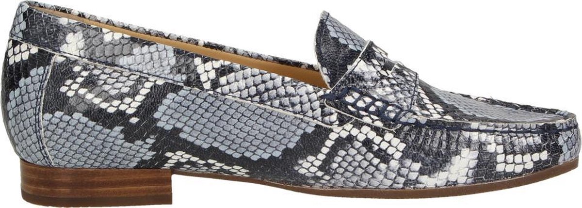 Sioux Corbina Dames Mocassin Blauw Slangenprint - Schoenen.nl