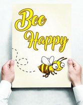 Wandbord: Bee Happy! - 30 x 42 cm