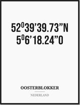 Poster/kaart OOSTERBLOKKER met coördinaten