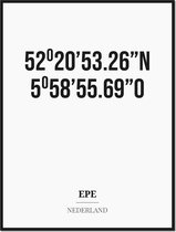 Poster/kaart EPE met coördinaten