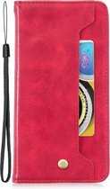 Voor huawei p20 lite koperen gesp nappa textuur horizontale flip lederen tas, met houder en kaartsleuven en portemonnee (rood)