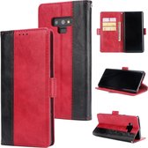 Voor Galaxy Note9 Retro textuur Contrastkleur Splicing Horizontaal Flip TPU + PU lederen tas met kaartsleuven & houder en portemonnee (rood)