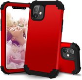 Voor iPhone 11 PC + siliconen driedelige anti-drop mobiele telefoon beschermende Bback Cover (rood)
