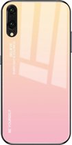 Voor Huawei P20 Gradient Color Glass Case (Geel)