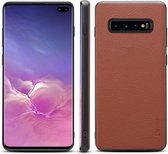 Voor Galaxy S10 Denior V7 luxe auto rundleer ultradunne beschermhoes (bruin)