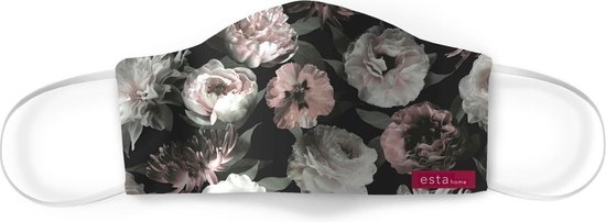 ESTAhome mondkapje bloemen zacht roze - 150505 - 22 x 12 cm