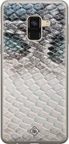 Samsung A8 (2018) hoesje siliconen - Oh my snake | Samsung Galaxy A8 (2018) case | blauw | TPU backcover transparant