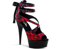 Pleaser - DELIGHT-678LC Hoge hakken - US 13 - 44 Shoes - Rood/Zwart