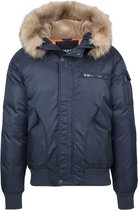 Urban Classics Bomber jacket -M- Hooded Heavy Fake Fur Blauw