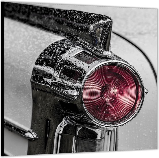 Dibond -Lamp van Auto met Regen- Foto op Aluminium (Wanddecoratie van metaal)