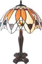 Tafellamp Tiffany ø 41*57 cm E27/max 2*60W | Bruin | 5LL-6069 | Clayre & Eef