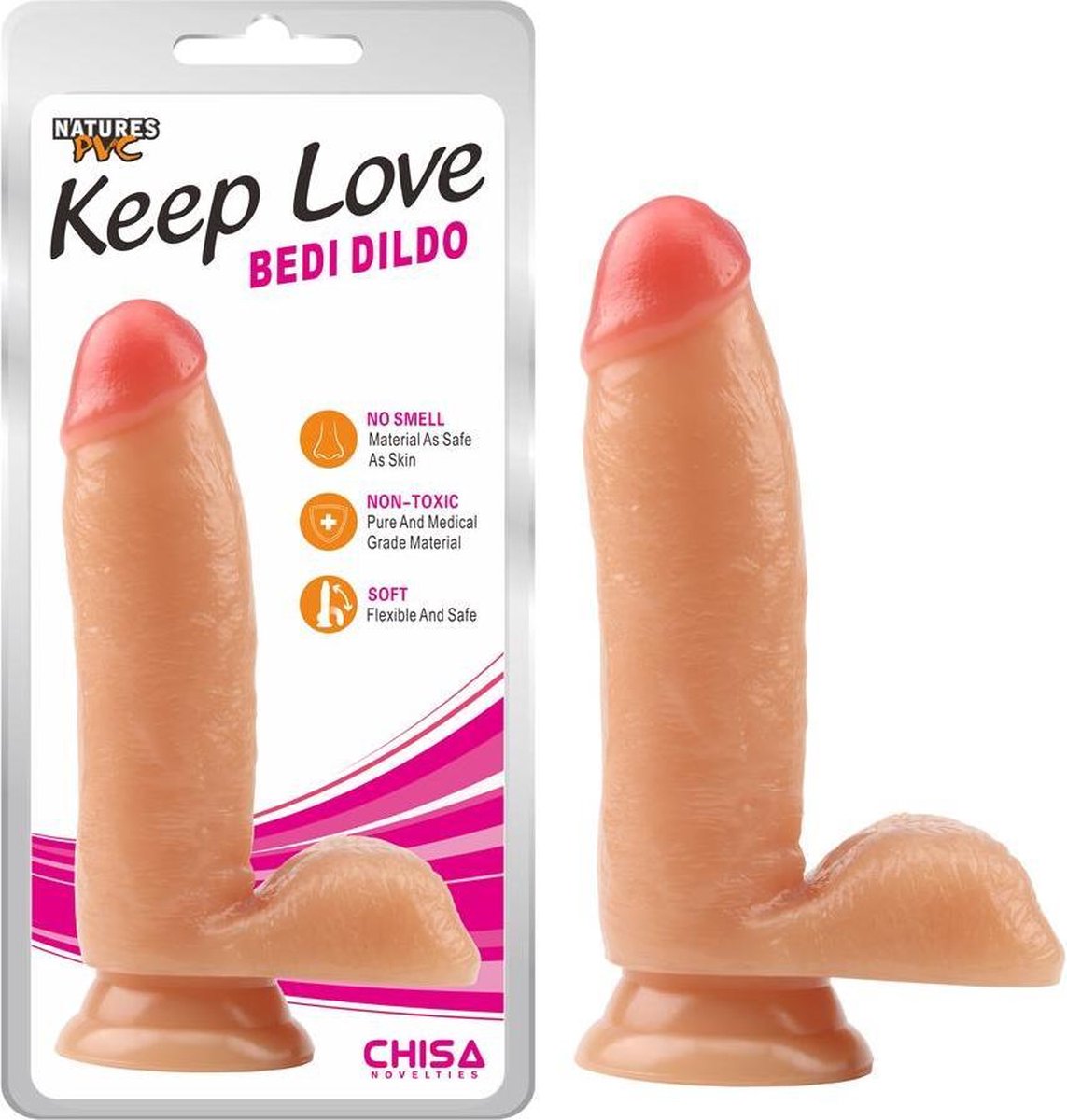 Dildo met zuignap Bedi 17 cm - beige