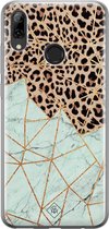 Huawei P Smart 2019 hoesje siliconen - Luipaard marmer mint | Huawei P Smart (2019) case | Bruin | TPU backcover transparant