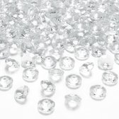 100x Hobby/decoratie transparante diamantjes/steentjes 12 mm/1,2 cm - Kleine kunststof edelstenen transparant - Hobbymateriaal - DIY knutselen - Feestversiering/feestdecoratie plastic tafelde