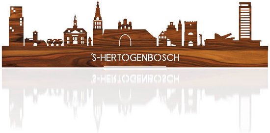 Standing Skyline 's-Hertogenbosch Palissander hout - 60 cm - Woondecoratie design - Decoratie om neer te zetten en om op te hangen - Meer steden beschikbaar - Cadeau voor hem - Cadeau voor haar - Jubileum - Verjaardag - Housewarming - Interieur -