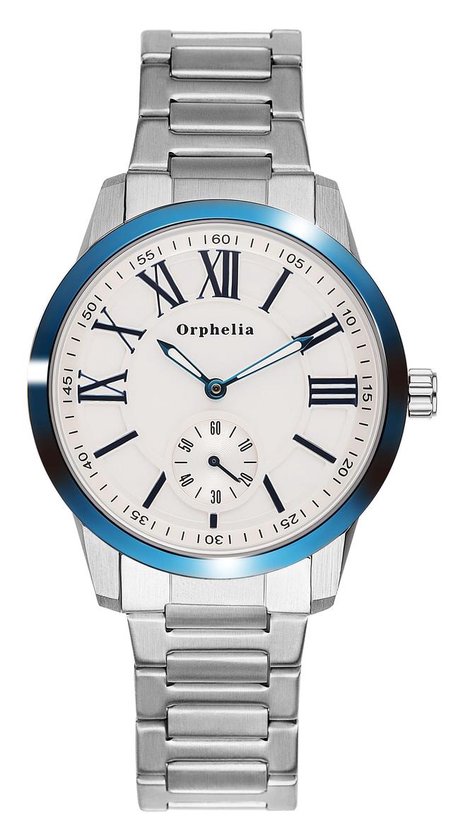 ORPHELIA Mens Analogue Watch Fine craft Silver/Blue Stainless steel