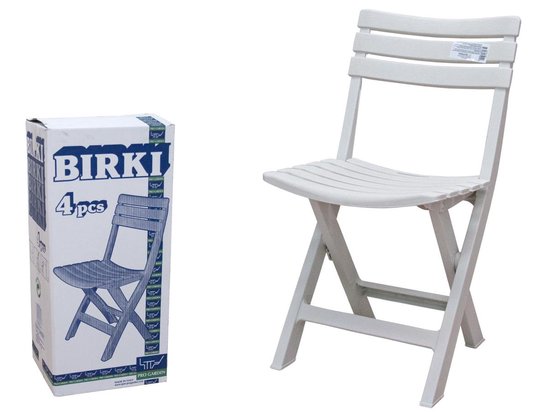 Progarden Klapstoel voor buiten/binnen - ivoor wit - 41 x 78 cm - stevig kunststof - Bijzet stoelen